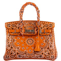 Jay Ahr Vintage 2013 Hermes Birkin 30 Orange Epsom Bandana Embroidery "Rio de Janeiro"